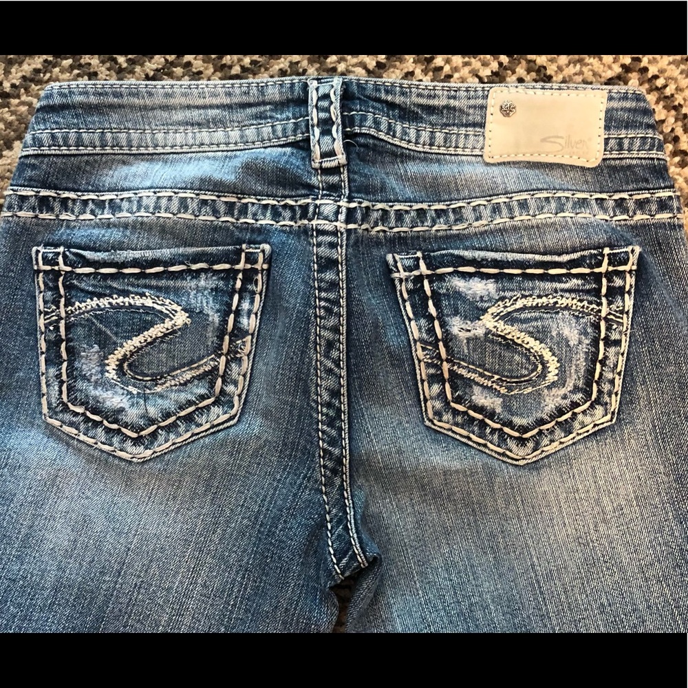 Silver Aiko Mid Straight Stretch Jeans 26/30 - Picture 3 of 6
